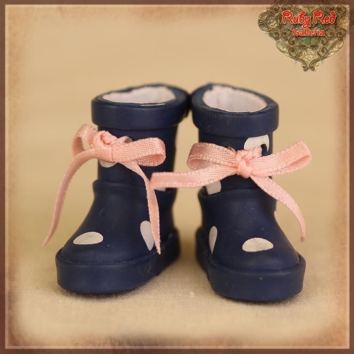 2.2cm Polka Dot Navy Blue Rain Boots Blythe, Pullip & Momoko Dolls (RH0074A)