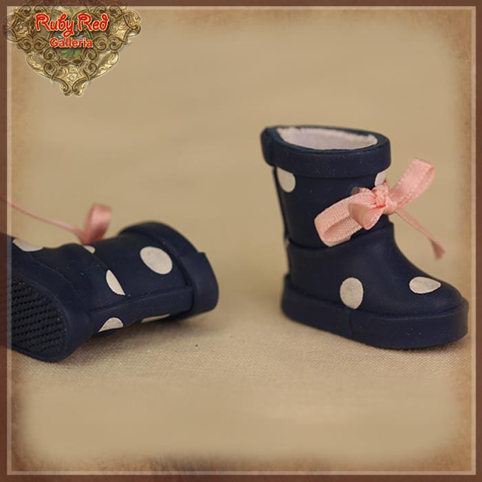 2.2cm Polka Dot Navy Blue Rain Boots Blythe, Pullip & Momoko Dolls (RH0074A)