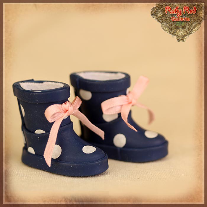 2.2cm Polka Dot Navy Blue Rain Boots Blythe, Pullip & Momoko Dolls (RH0074A)