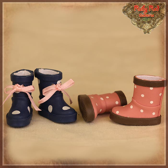 2.2cm Polka Dot Navy Blue Rain Boots Blythe, Pullip & Momoko Dolls (RH0074A)