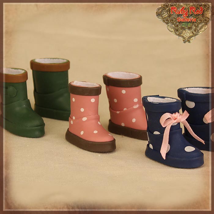 2.2cm Polka Dot Navy Blue Rain Boots Blythe, Pullip & Momoko Dolls (RH0074A)