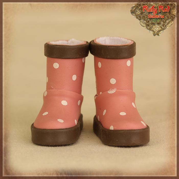2.2cm Polka Dots Pink Rain Boots for Blythe, Pullip & Momoko (RH0073A)
