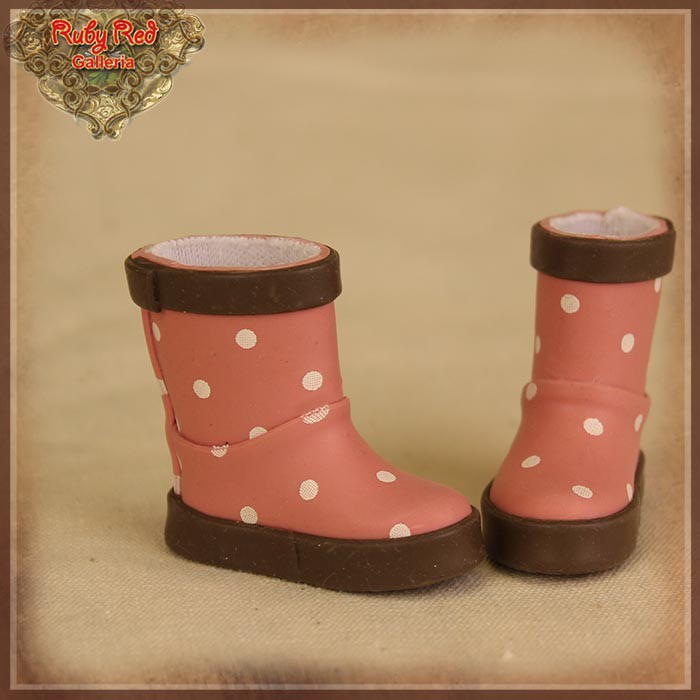2.2cm Polka Dots Pink Rain Boots for Blythe, Pullip & Momoko (RH0073A)