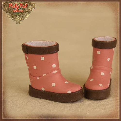 2.2cm Polka Dots Pink Rain Boots for Blythe, Pullip & Momoko (RH0073A)