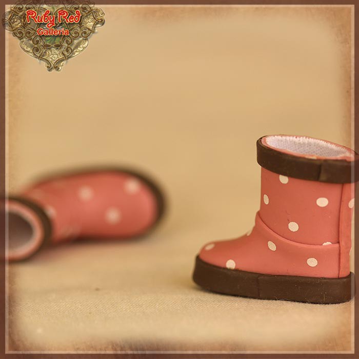 2.2cm Polka Dots Pink Rain Boots for Blythe, Pullip & Momoko (RH0073A)