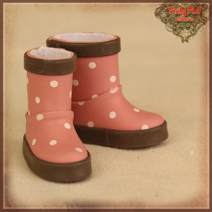 2.2cm Polka Dots Pink Rain Boots for Blythe, Pullip & Momoko (RH0073A)