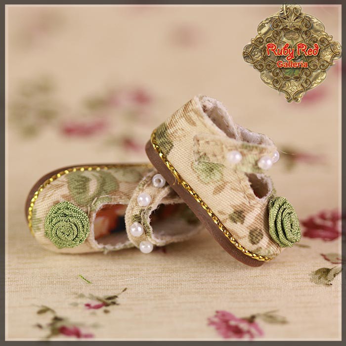 2.2cm Floral Beaded Mary Jane Shoes for Blythe, Pullip & Momoko (RH0067A)