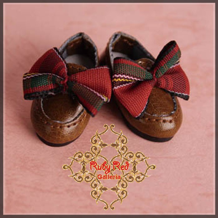 2.2cm Brown Slip On with Bow for Blythe, Pullip & Momoko (RH0062A)