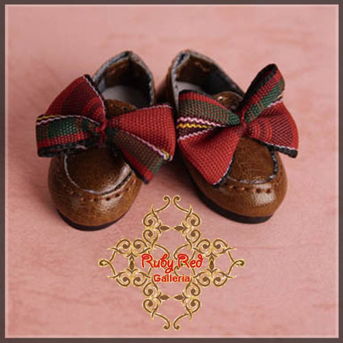 2.2cm Brown Slip On with Bow for Blythe, Pullip & Momoko (RH0062A)