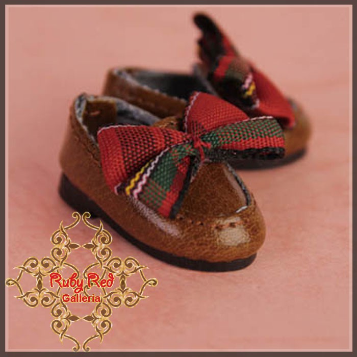 2.2cm Brown Slip On with Bow for Blythe, Pullip & Momoko (RH0062A)