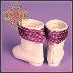 2.2cm White Boots with Hot Pink Sequins for Blythe, Pullip & Momoko (RH0055A)