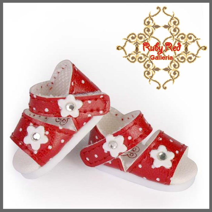 2.2cm Red Flower Sandals for Blythe, Pullip & Momoko Dolls (RH0029B)