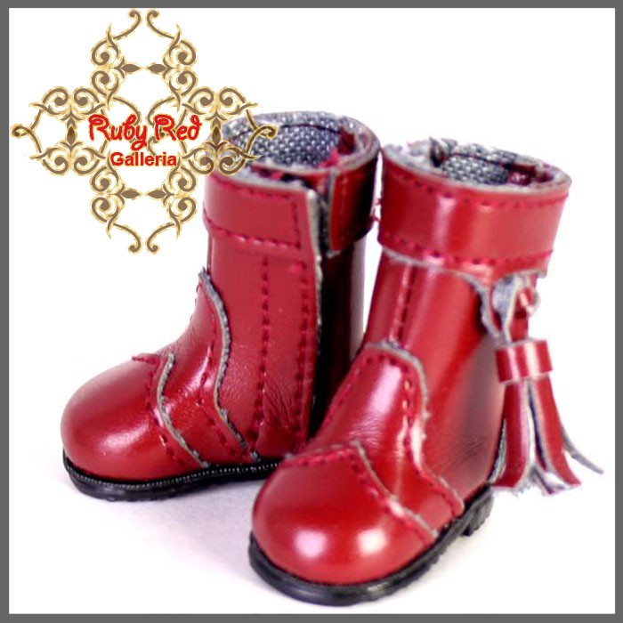 2.2cm Red Cowgirl Boots Shoes for Blythe, Pullip & Momoko Dolls (RH0018B)