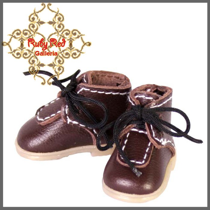 2.2cm Dark Leather Walking Shoes for Blythe, Pullip & Momoko Dolls (RH0016C)