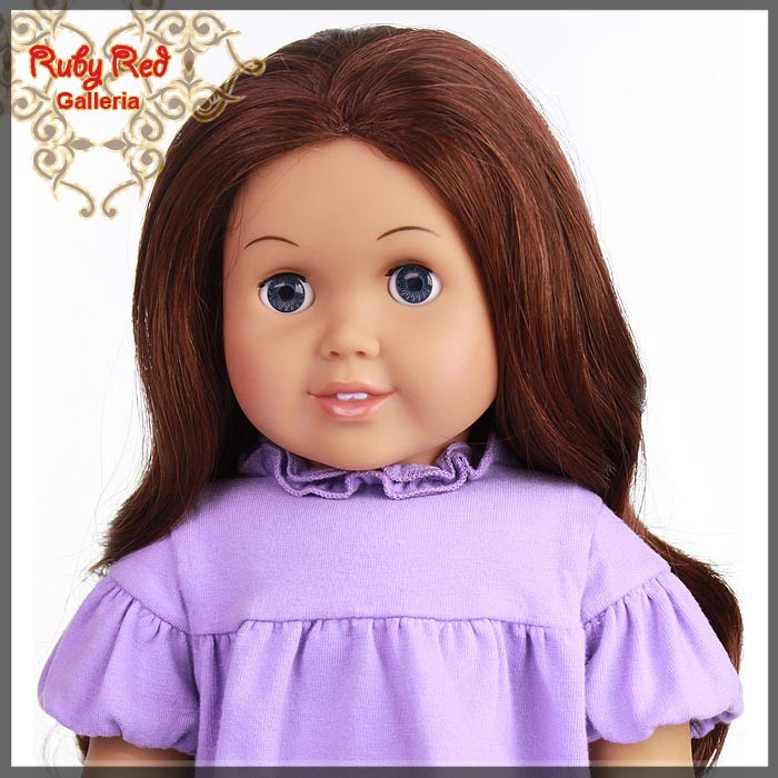 Wavy Dark Auburn Parting Wig for 18" Girl (AD0007C)