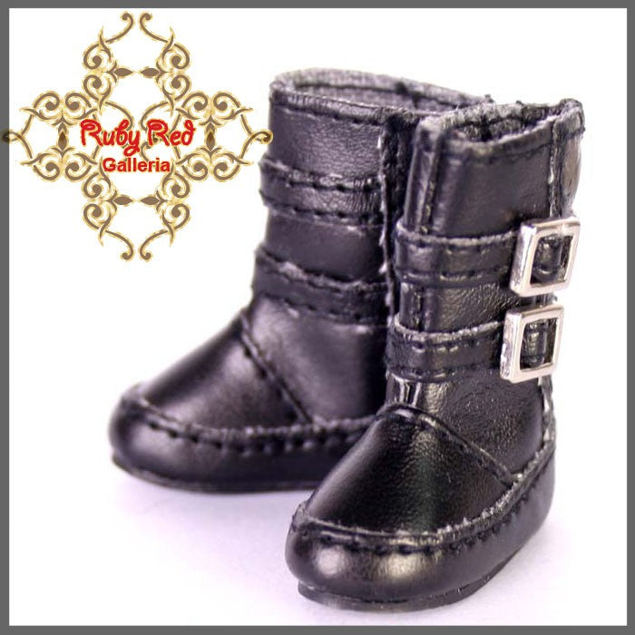 2.2cm Black Buckle Snow Boots for Blythe, Pullip & Momoko Dolls (RH0013E)