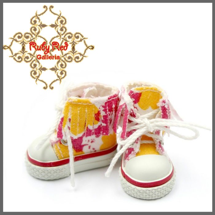 2.2cm Pink & White Canvas Sneakers for Blythe, Pullip & Momoko Dolls (RH0010F)