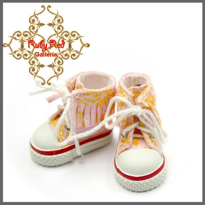 2.2cm Pink & Orange Canvas Sneakers for Blythe, Pullip & Momoko Dolls (RH0010D)