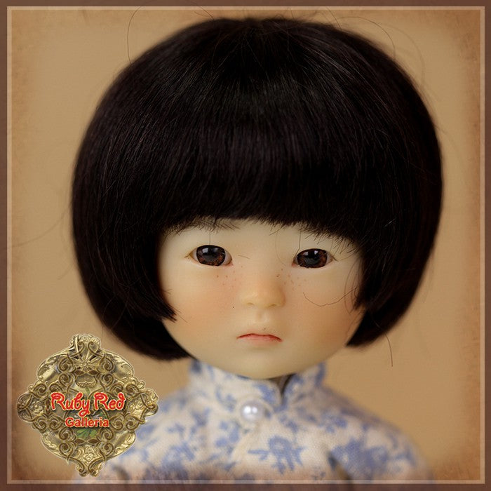 Ten Ping Black Mohair Wig for 8" Dolls (HD0007F)