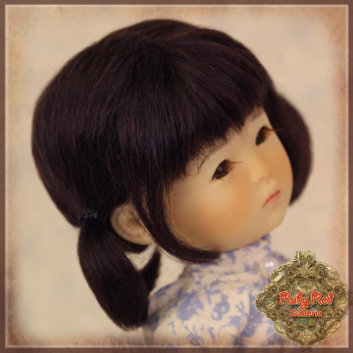 Dark Brown with Ponytails Mohair Wig for 8" Dolls (HD0022A)
