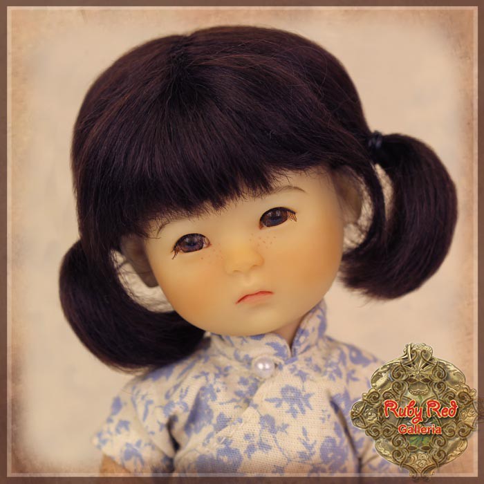 Dark Brown with Ponytails Mohair Wig for 8" Dolls (HD0022A)