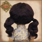Dark Brown with Pigtails Mohair Wig for 8" Dolls (HD0026A)