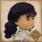 Dark Brown with Pigtails Mohair Wig for 8" Dolls (HD0026A)