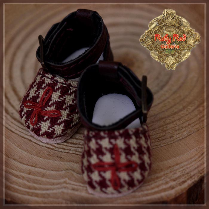 Plaid Fabric shoes for 8" Dolls (HH0063A)