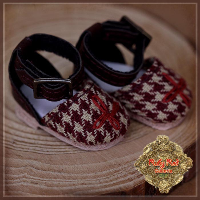 Plaid Fabric shoes for 8" Dolls (HH0063A)