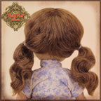 Brown with Pigtails Mohair Wig for 8" Dolls (HD0029A)