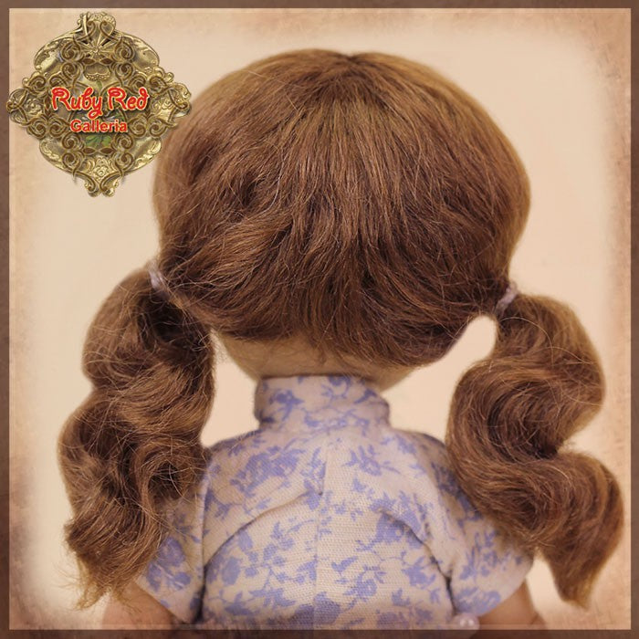 Brown with Pigtails Mohair Wig for 8" Dolls (HD0029A)
