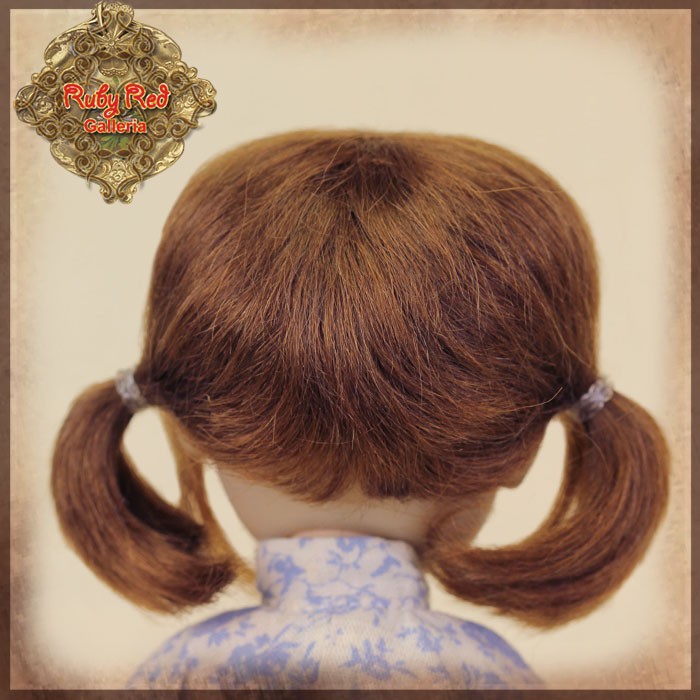 Brown with Pigtails Mohair Wig for 8" Dolls (HD0030A)