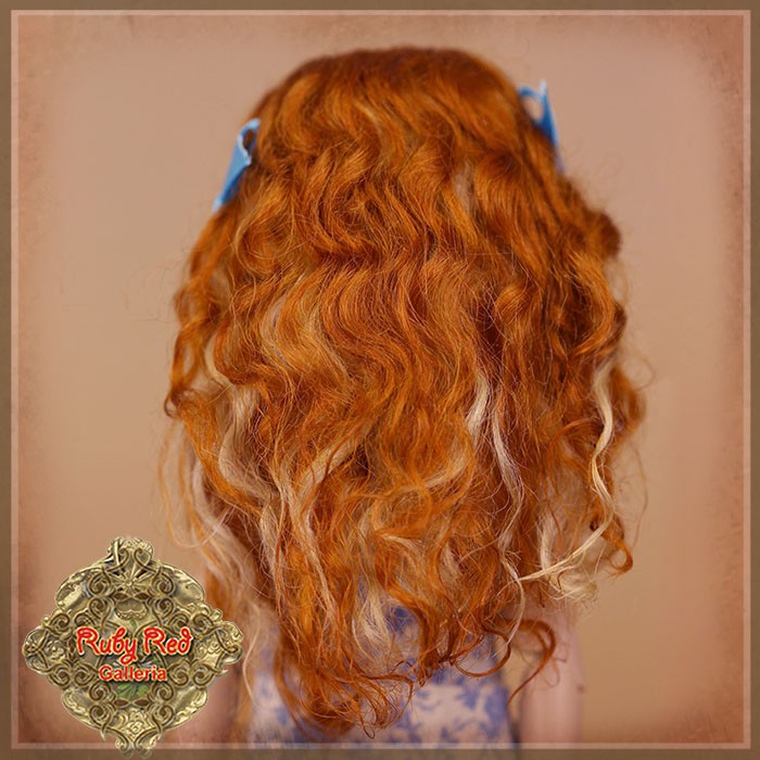 Red with Blonde Highlights Mohair Wig for 8" Dolls (HD0038A)