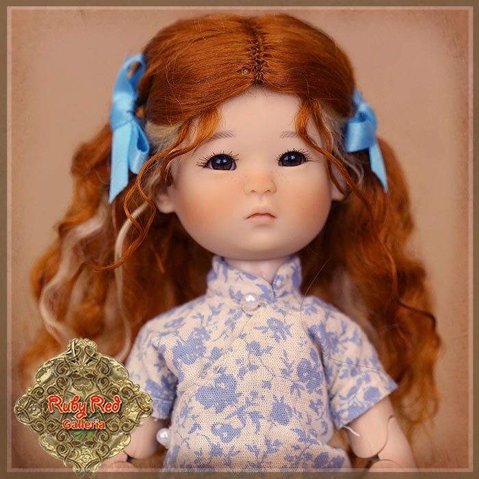 Red with Blonde Highlights Mohair Wig for 8" Dolls (HD0038A)
