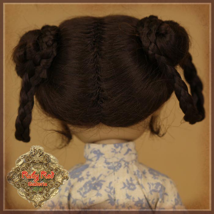 Brunette with Braids Mohair Wig for 8" Dolls (HD0039A)
