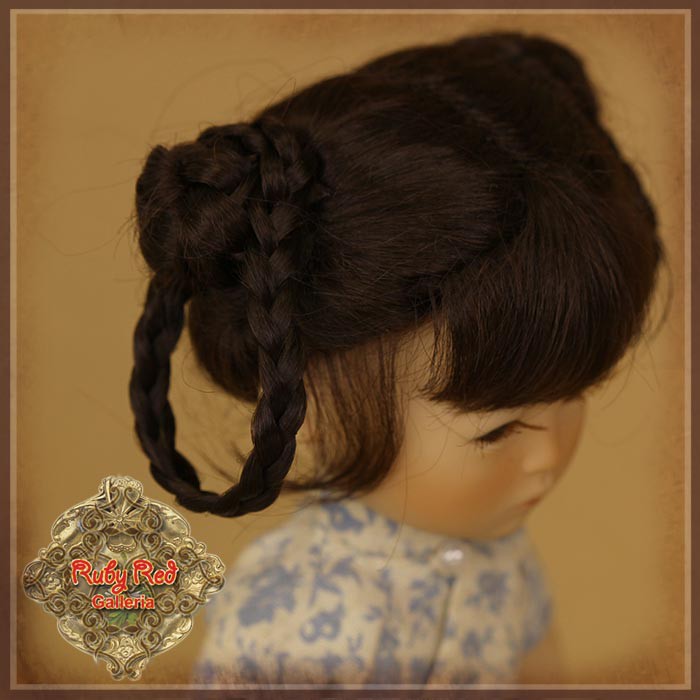 Brunette with Braids Mohair Wig for 8" Dolls (HD0039A)