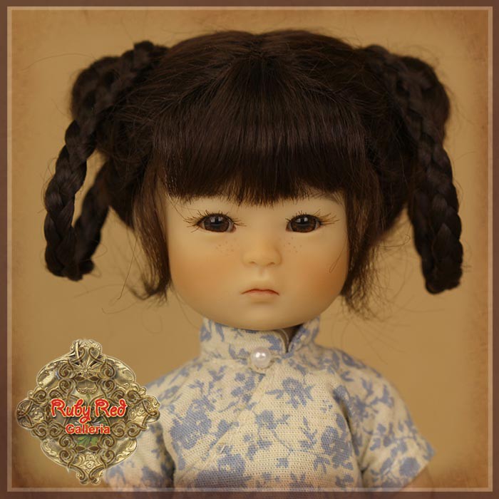 Brunette with Braids Mohair Wig for 8" Dolls (HD0039A)