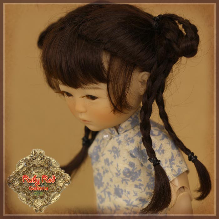 Brunette with Braids Mohair Wig for 8" Dolls (HD0040A)