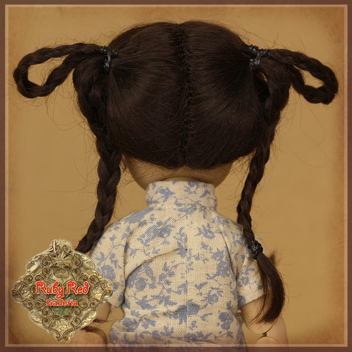 Brunette with Braids Mohair Wig for 8" Dolls (HD0040A)