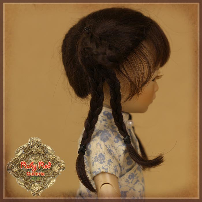 Brunette with Braids Mohair Wig for 8" Dolls (HD0040A)