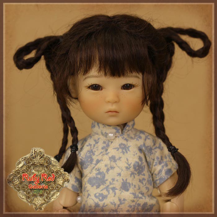 Brunette with Braids Mohair Wig for 8" Dolls (HD0040A)