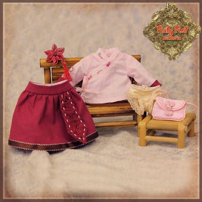 8" Ten Ping Red and Pink Twins Outfit (HC0047A)