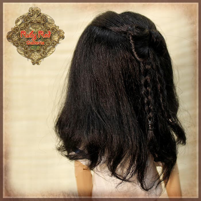 Black with Braids Mohair Wig for 8" Dolls (HD0045A)