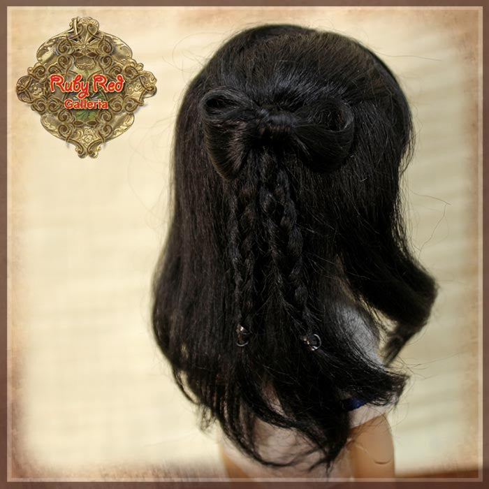 Black with Braids Mohair Wig for 8" Dolls (HD0045A)