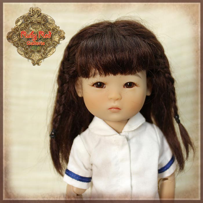 Black with Braids Mohair Wig for 8" Dolls (HD0046A)