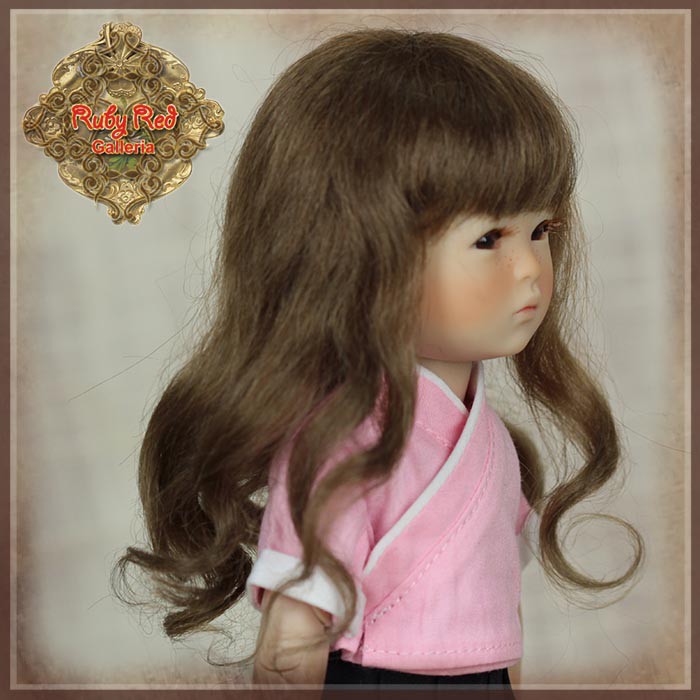 Light Brown Curly Mohair WIg for 8" Dolls (HD0049A)