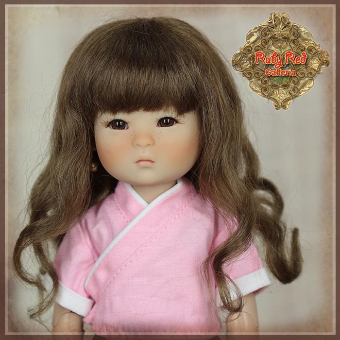 Light Brown Curly Mohair WIg for 8" Dolls (HD0049A)