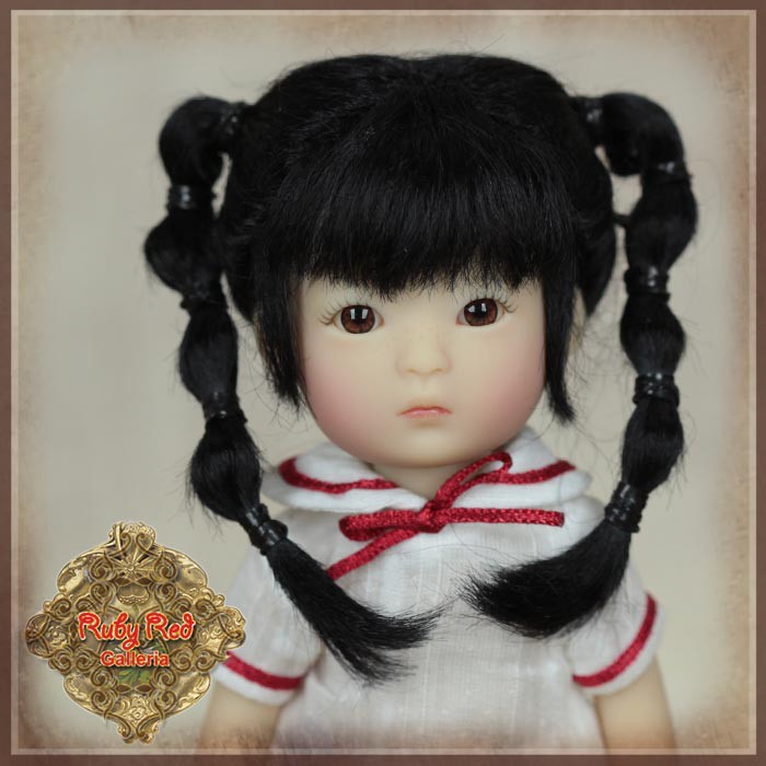Black with Braids Mohair Wigs for 5.5" Dolls (HD0052A)