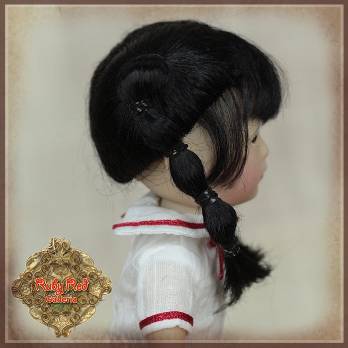 Black with Braids Mohair Wigs for 5.5" Dolls (HD0052A)