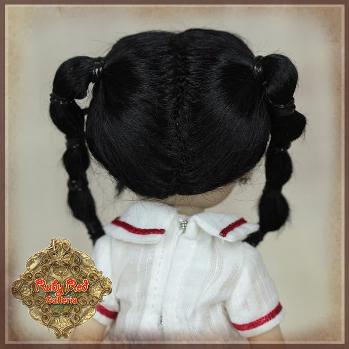 Black with Braids Mohair Wigs for 5.5" Dolls (HD0052A)